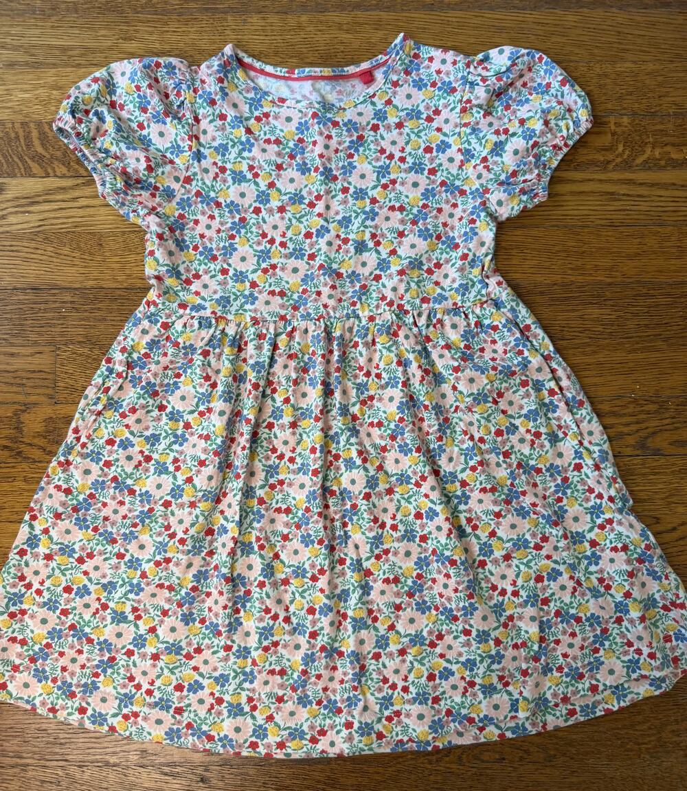 Mini Boden Girls' Floral Puff Sleeve Dress Size 7-8